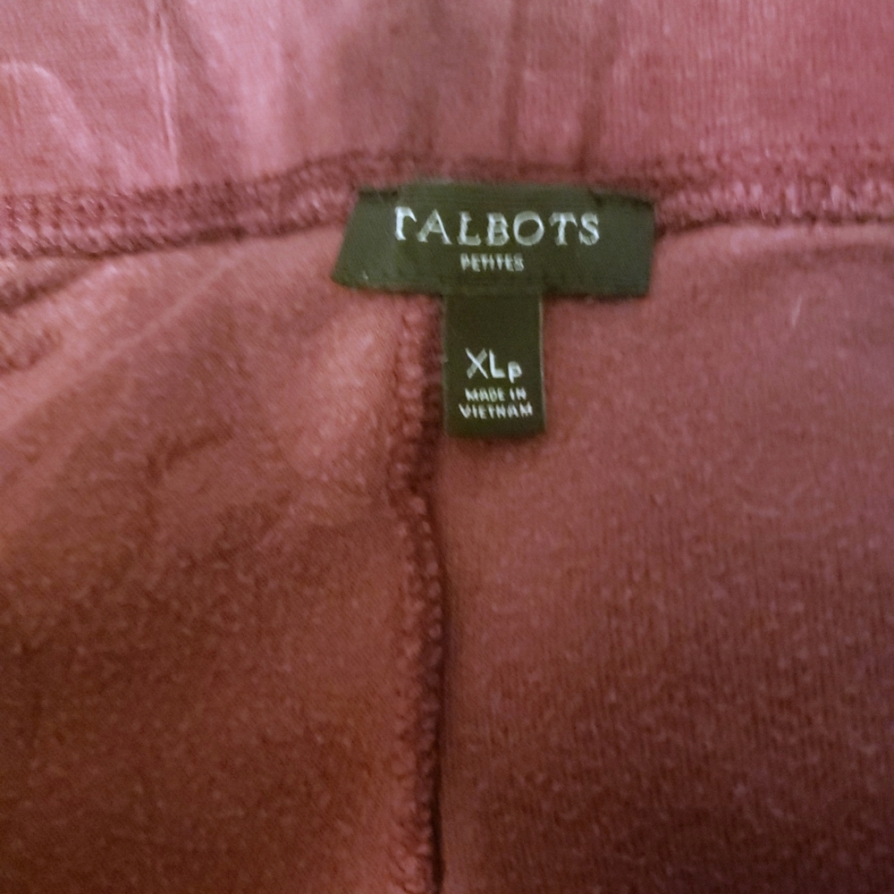 TALBOTS PETITES Velour Jogging Pants Maroon Size XLP - Picture 3 of 3